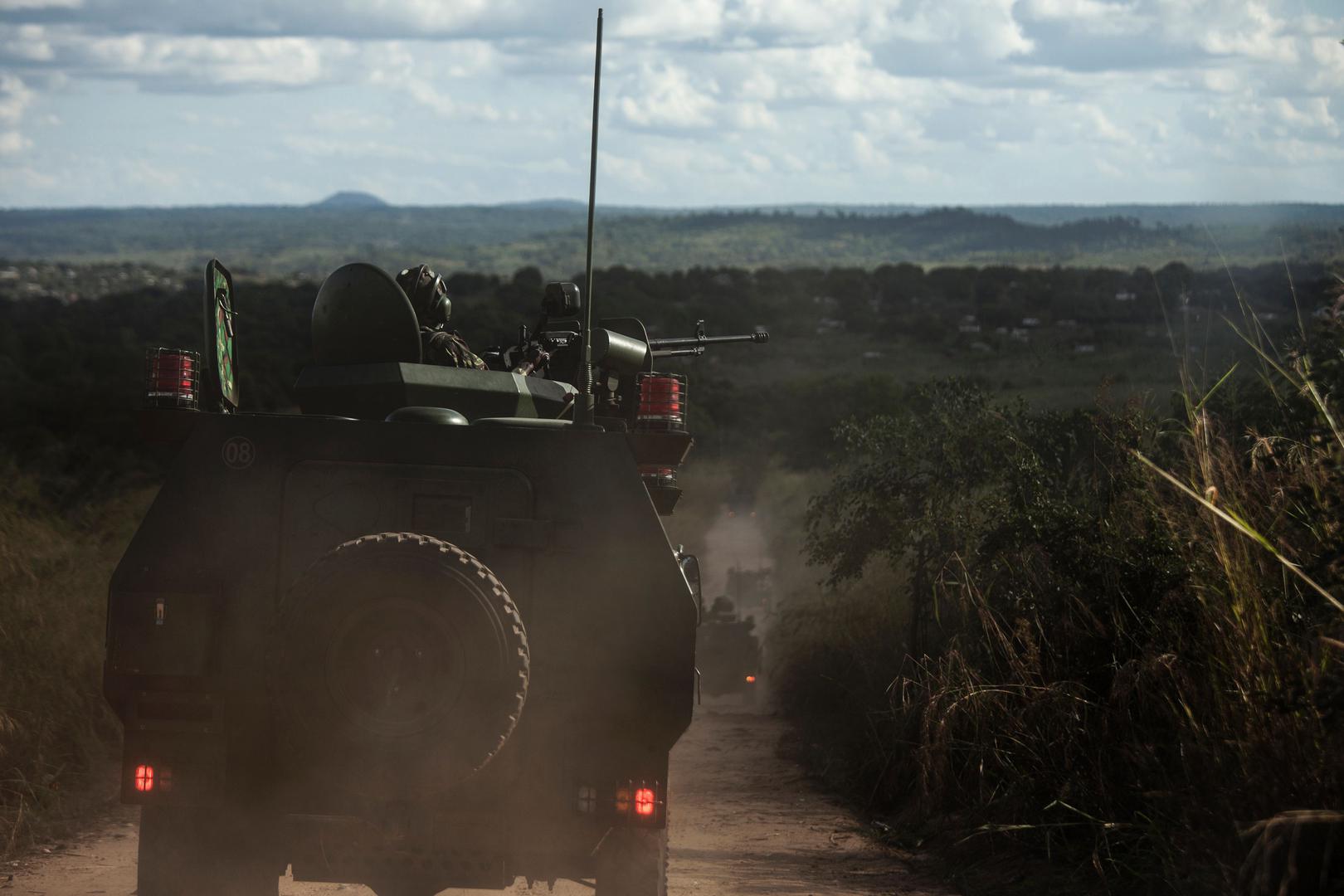 Mozambican army vehicles patrol roads in the Gorongosa area in central Mozambique, May 2016.