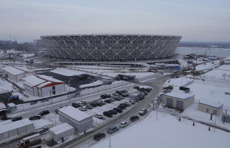 A general view shows Volgograd Arena, the stadium under construction which will host matches of the 2018 FIFA World Cup, in the city of Volgograd, Russia February 2, 2018.