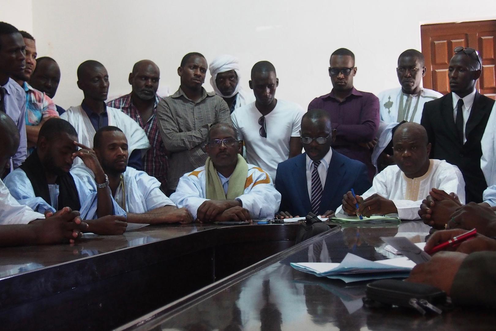 The 11 IRA activists who were freed from prison on November 18, 2016, at a press conference on November 30, 2016, in Nouakchott.