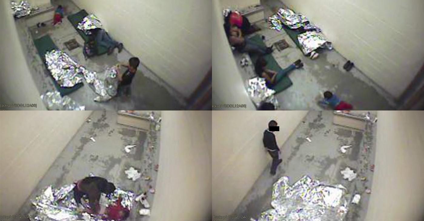 Des images de femmes et d'enfants dans des cellules de rétention administrative utilisées par les services de l'immigration à Douglas, en Arizona. Ces images, enregistrées en septembre 2015, ont été rendues publiques en 2016 après qu'un groupe de migrants