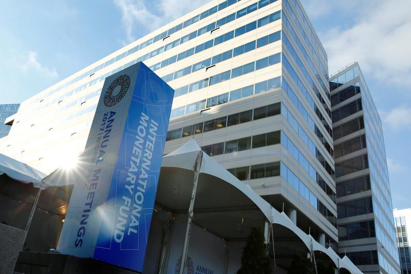International Monetary Fund (IMF) headquarters building is seen during the IMF/World Bank annual meetings in Washington, U.S., October 14, 2017. 