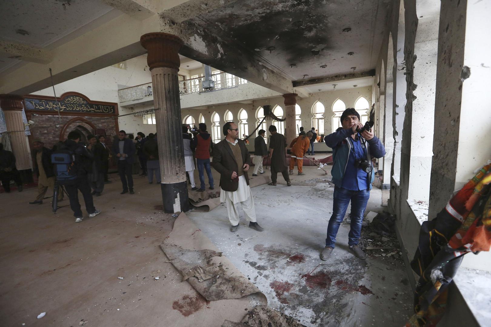 The Baqir-ul Ulum Mosque in Kabul after a suicide attack, November 21, 2016.