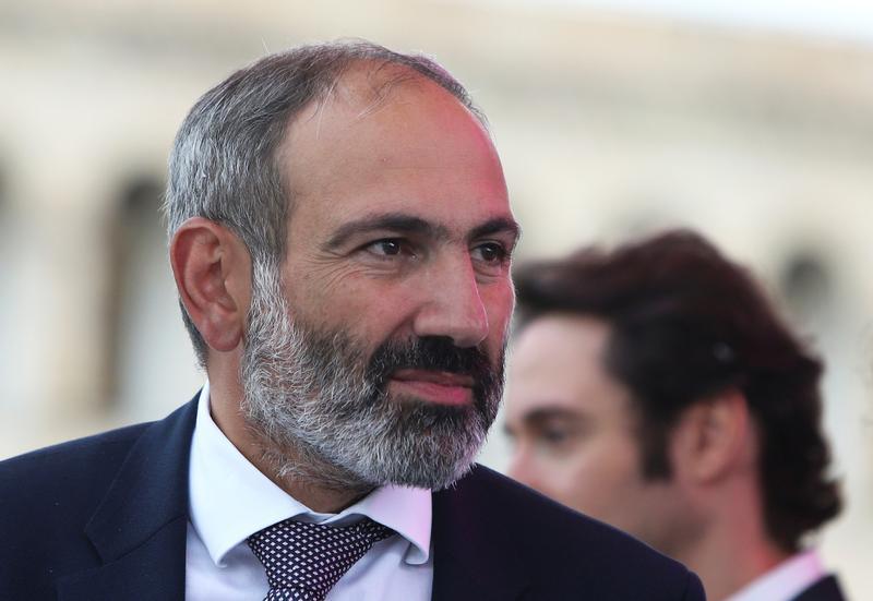 Newly elected Prime Minister of Armenia Nikol Pashinyan meets with supporters in Yerevan, Armenia May 8, 2018. 