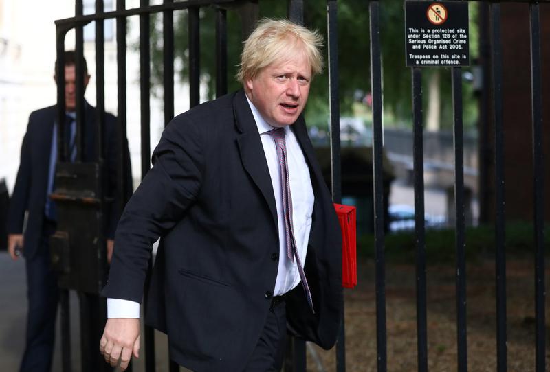 Britain's Secretary of State for Foreign and Commonwealth Affairs Boris Johnson arrives at 10 Downing Street in London, Britain, July 3, 2018. 