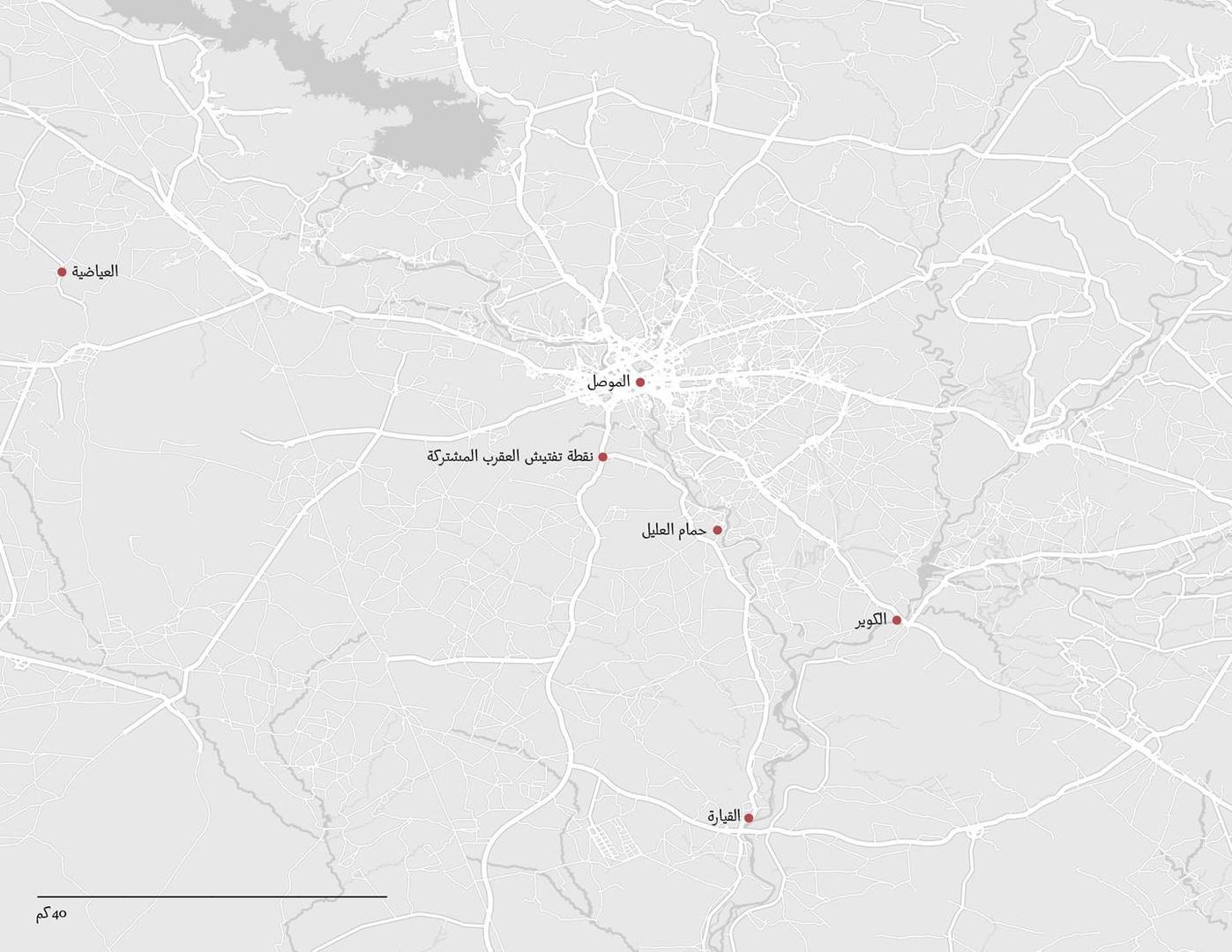 خريطة تظهر مواقع اعتُقل فيها الأشخاص ثم تم إخفاؤهم.  