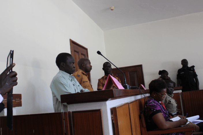 Thomas Kwoyelo at the opening of his trial at the International Crimes Division of the High Court in Gulu, Uganda, on 24 September 2018.