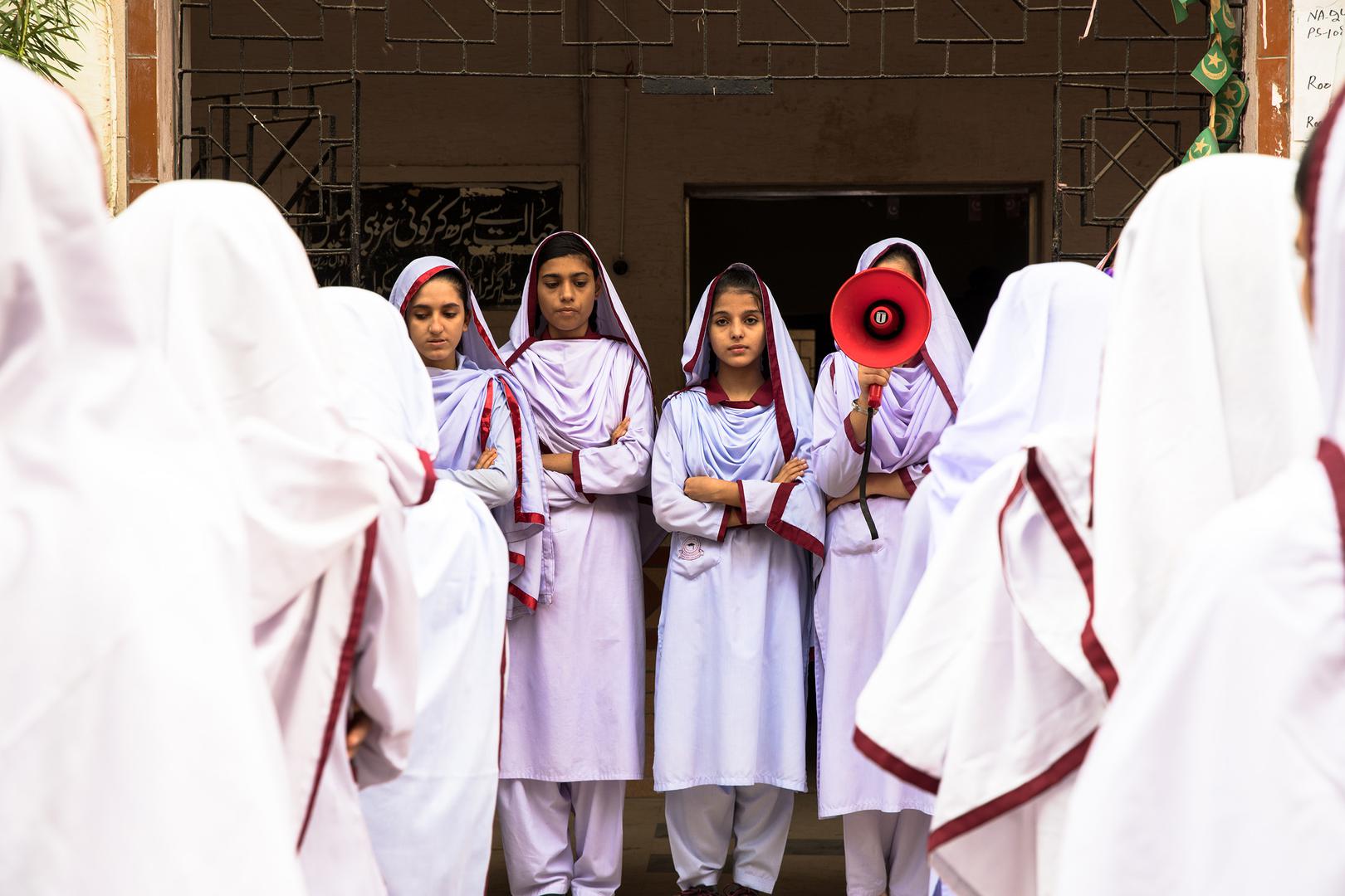 Students at Behar colony government Secondary School for girls in the lyari neighborhood of Karachi, Pakistan. 