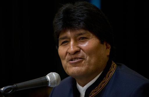 Bolivia's President Evo Morales speaks during a press conference about judicial elections at the presidential palace, in La Paz, Bolivia, Monday Dec. 4, 2017. 