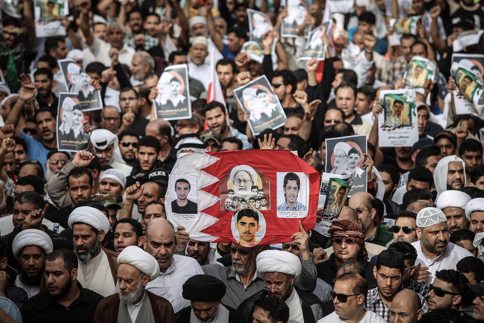 Demonstrations after the death of a young Bahraini after being shot outside the home of the Shiite leader in Bahrain on March 25, 2017. © 2017 Sayed Baqer AlKamel/NurPhoto via Getty Images