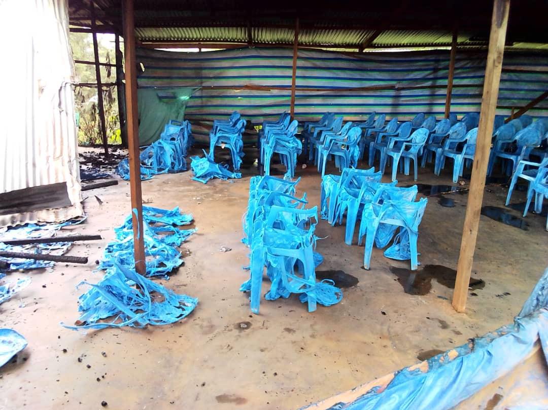 L'église « Rama », incendiée le 15 mai 2019 par les forces de sécurité, à Muwatsu, Mankon, Bamenda, région Nord-Ouest, au Cameroun.