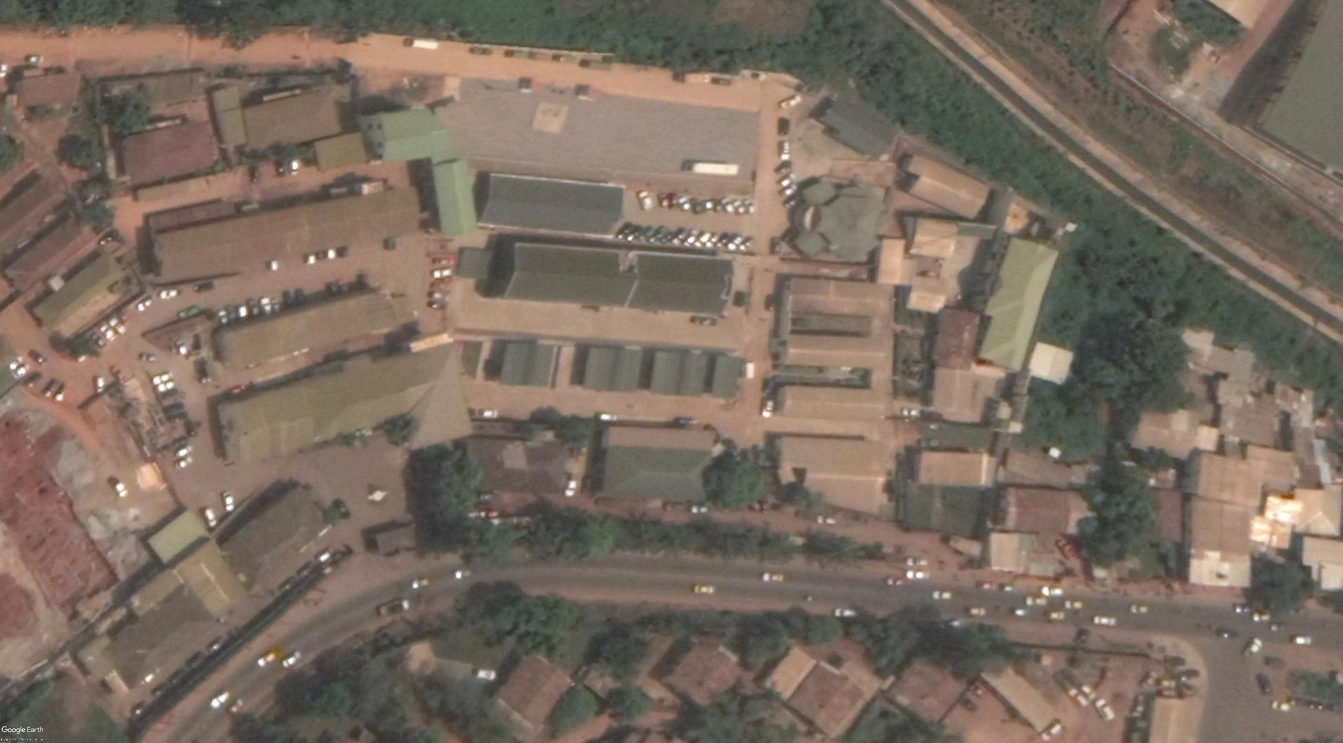 Satellite image showing the location of the State Defense Secretariat (Secrétariat d’État à la défense, SED) in Yaoundé, Cameroon.