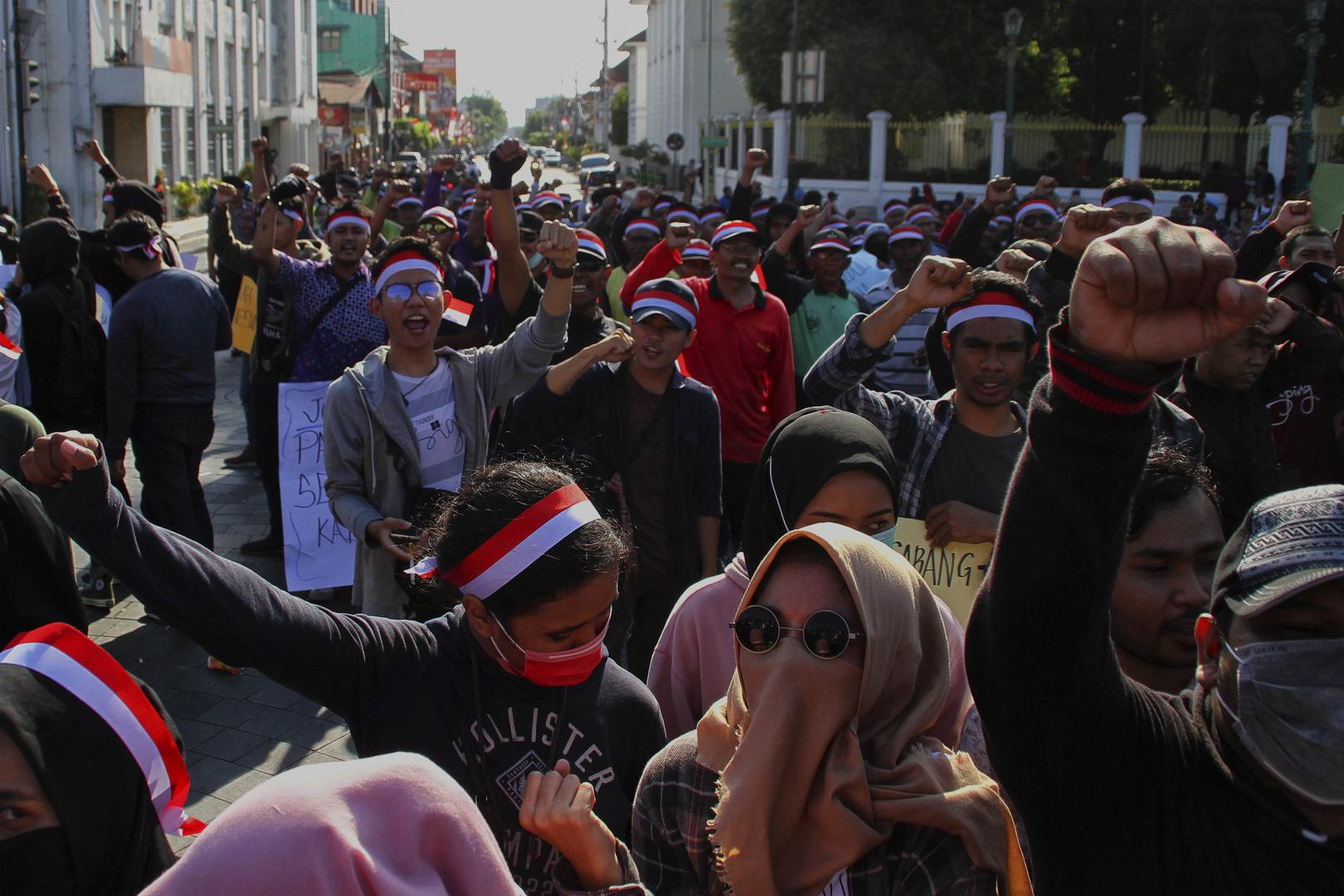 A number of residents gathered during a peaceful solidarity action for Papua and West Papua in the Zero Point Region of Yogyakarta Indonesia, Monday, September 2, 2019.