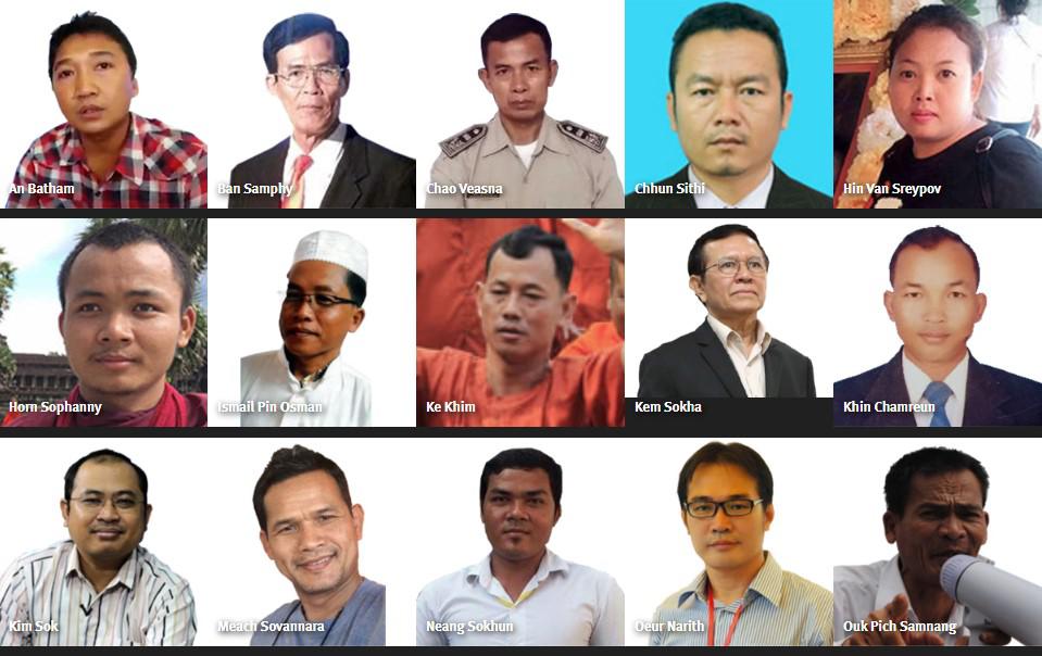 Ces quinze personnes – 14 hommes et une femme – figurent parmi les prisonniers politiques au Cambodge.
