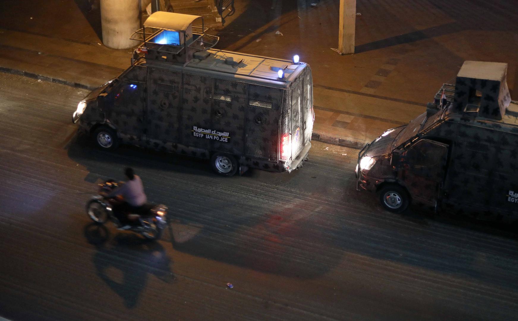 Police vehicles are seen in central Cairo as protesters gather shouting anti-government slogans in Cairo, Egypt September 21, 2019. 
