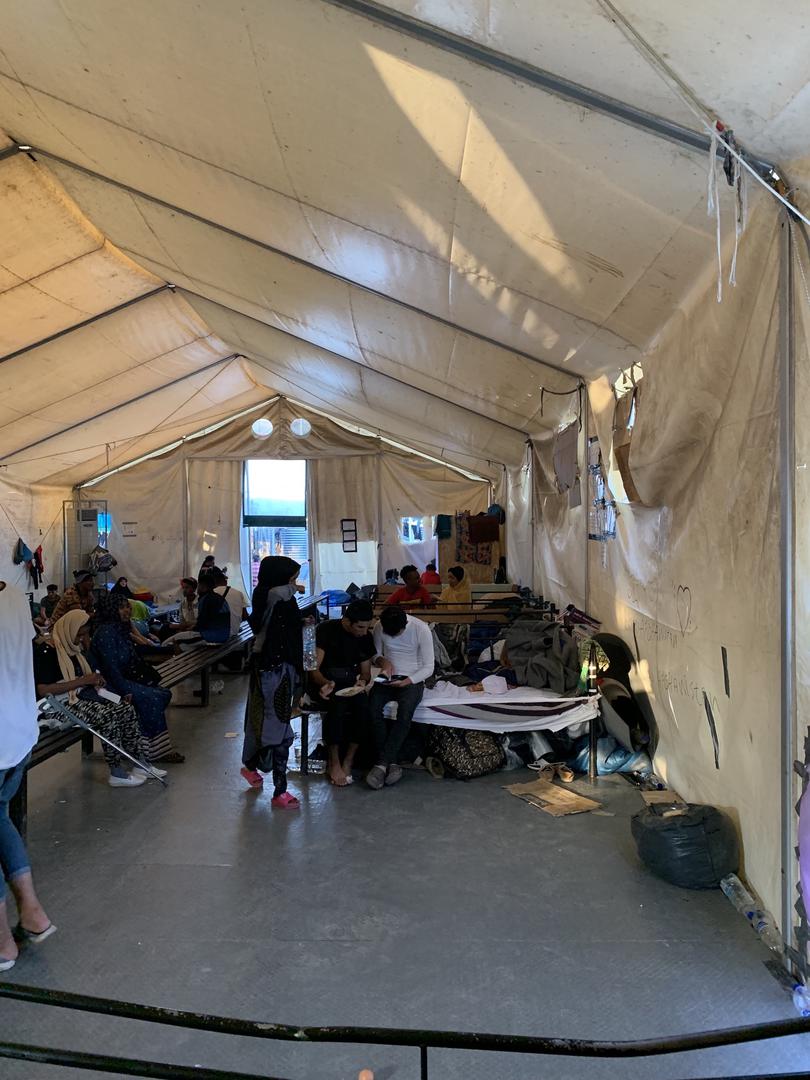 Inside the large tent in Moria that authorities set up to temporarily accommodate all new arrivals until they go through the registration and identification procedure. Since early November, a minimum of 600 unaccompanied children are registered as living 