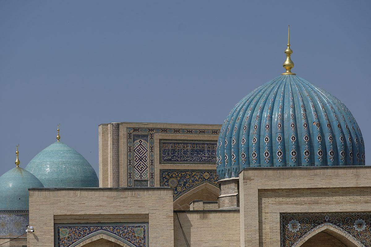 Exterior of Barak-khan Madrasah in Tashkent, Uzbekistan.