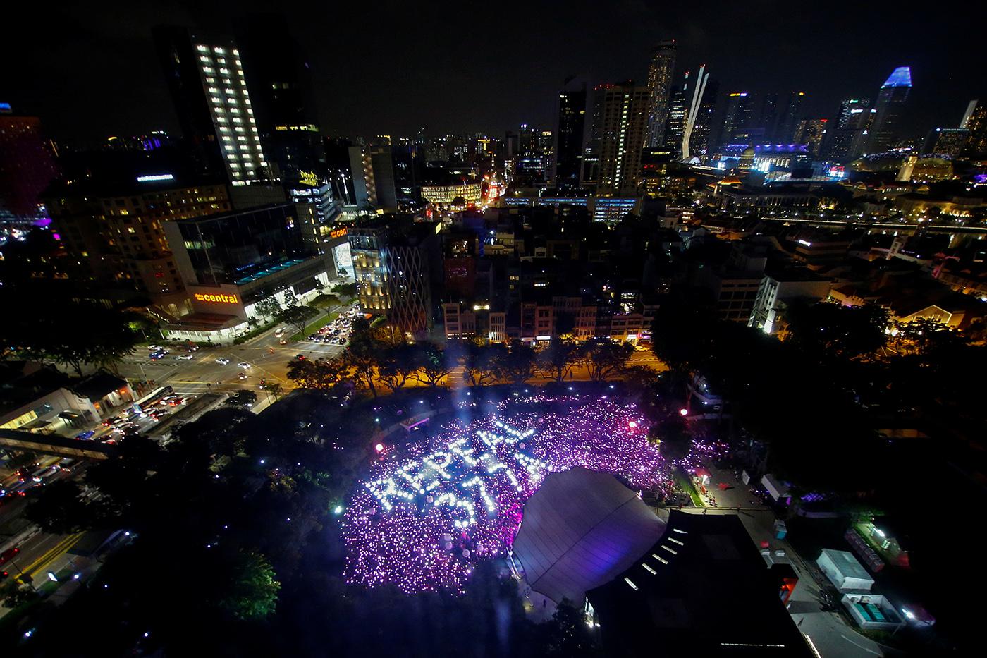 Participants of Pink Dot, an annual event organized in support of the LGBT community, call for the repeal of Section 377A of Singapore’s Penal Code, June 29, 2019.