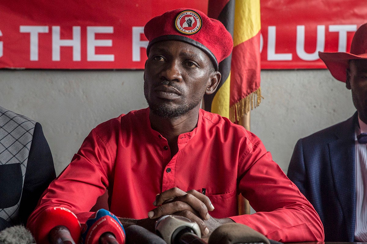 Musician and opposition candidate Robert Kyagulanyi aka Bobi Wine during a press conference in Kampala, Uganda, October 1, 2019.