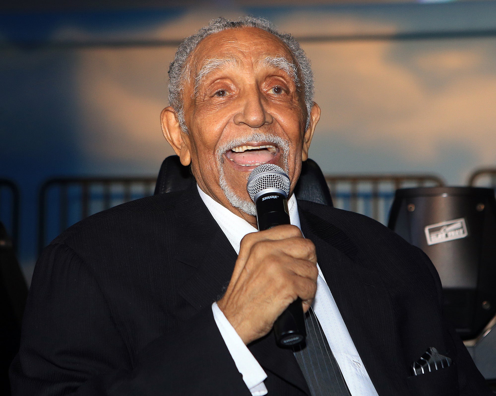 The Rev. Dr. Joseph E. Lowery laughs with the audience while speaking at the end of his 94th birthday celebration