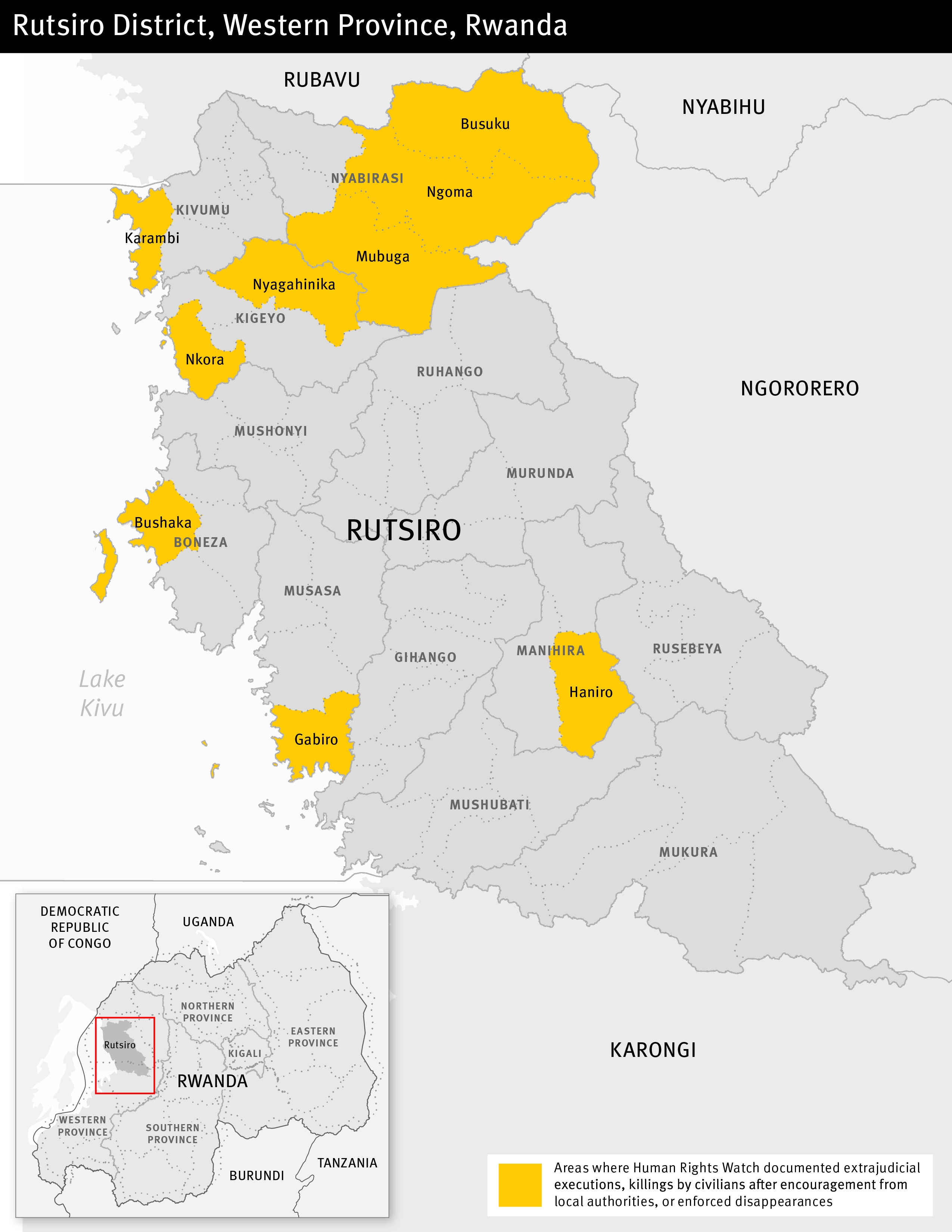 Map of the Rutsiro district in Rwanda 