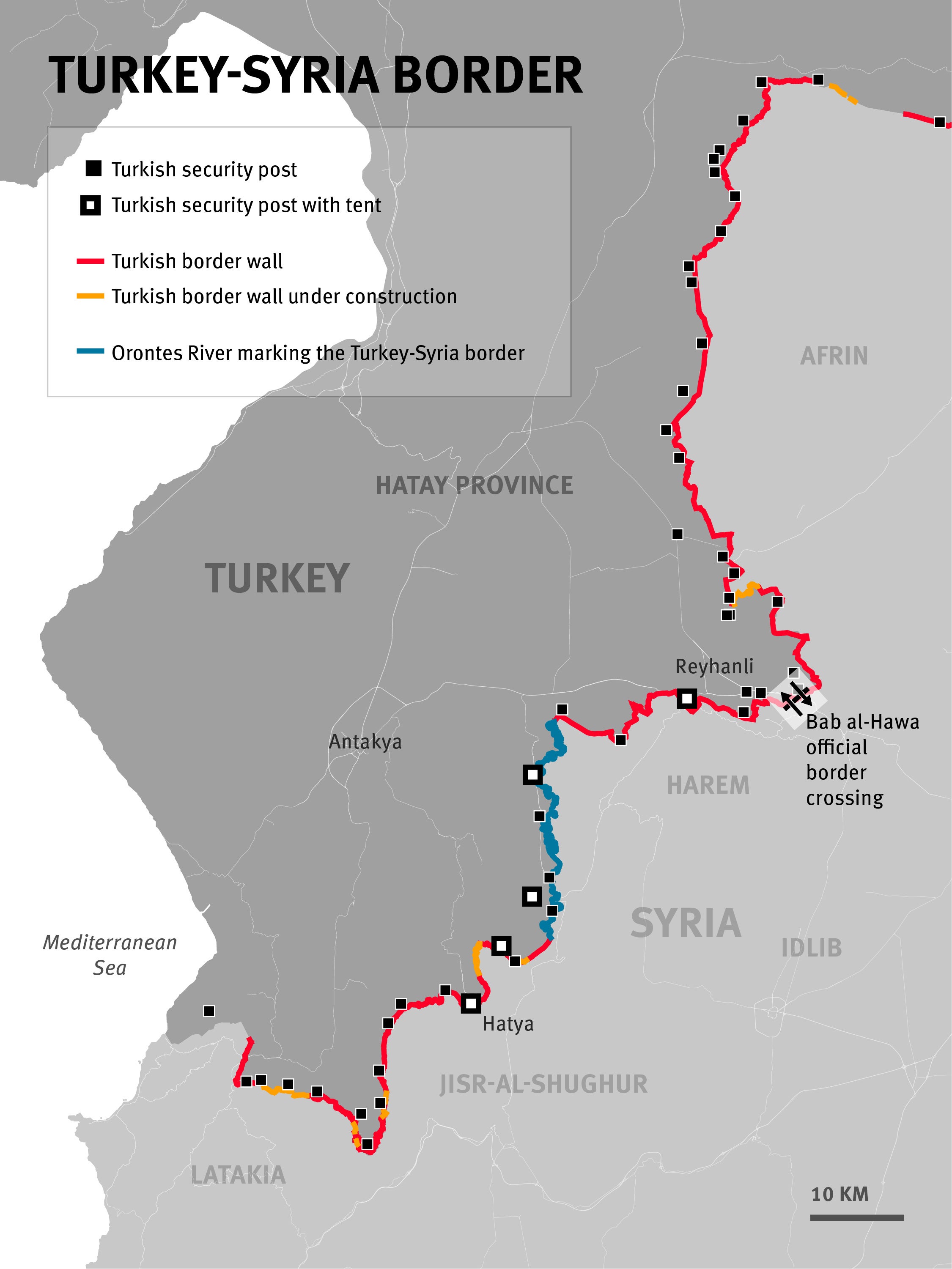 Map of the Turkey-Syria Border.