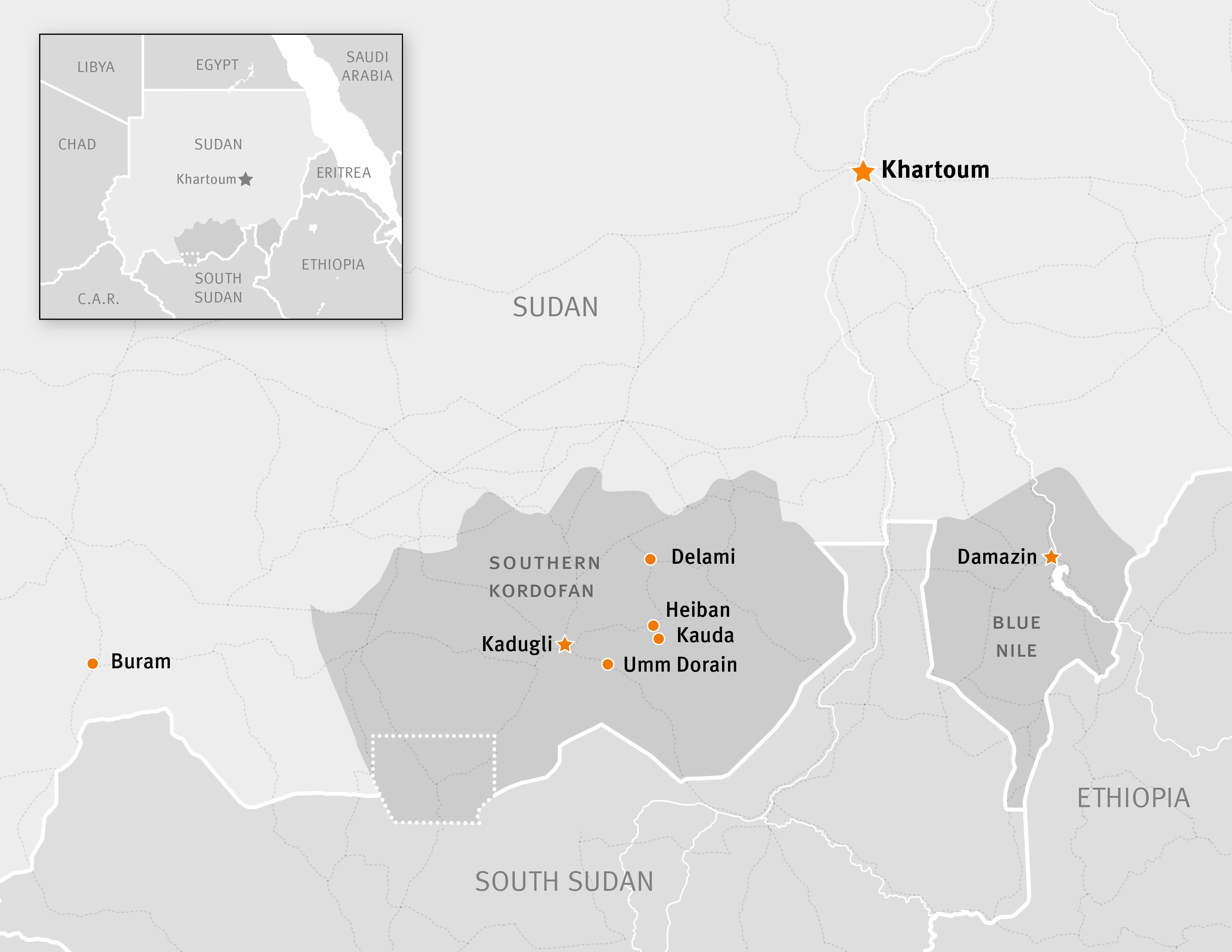 Map of South Kordofan, Sudan