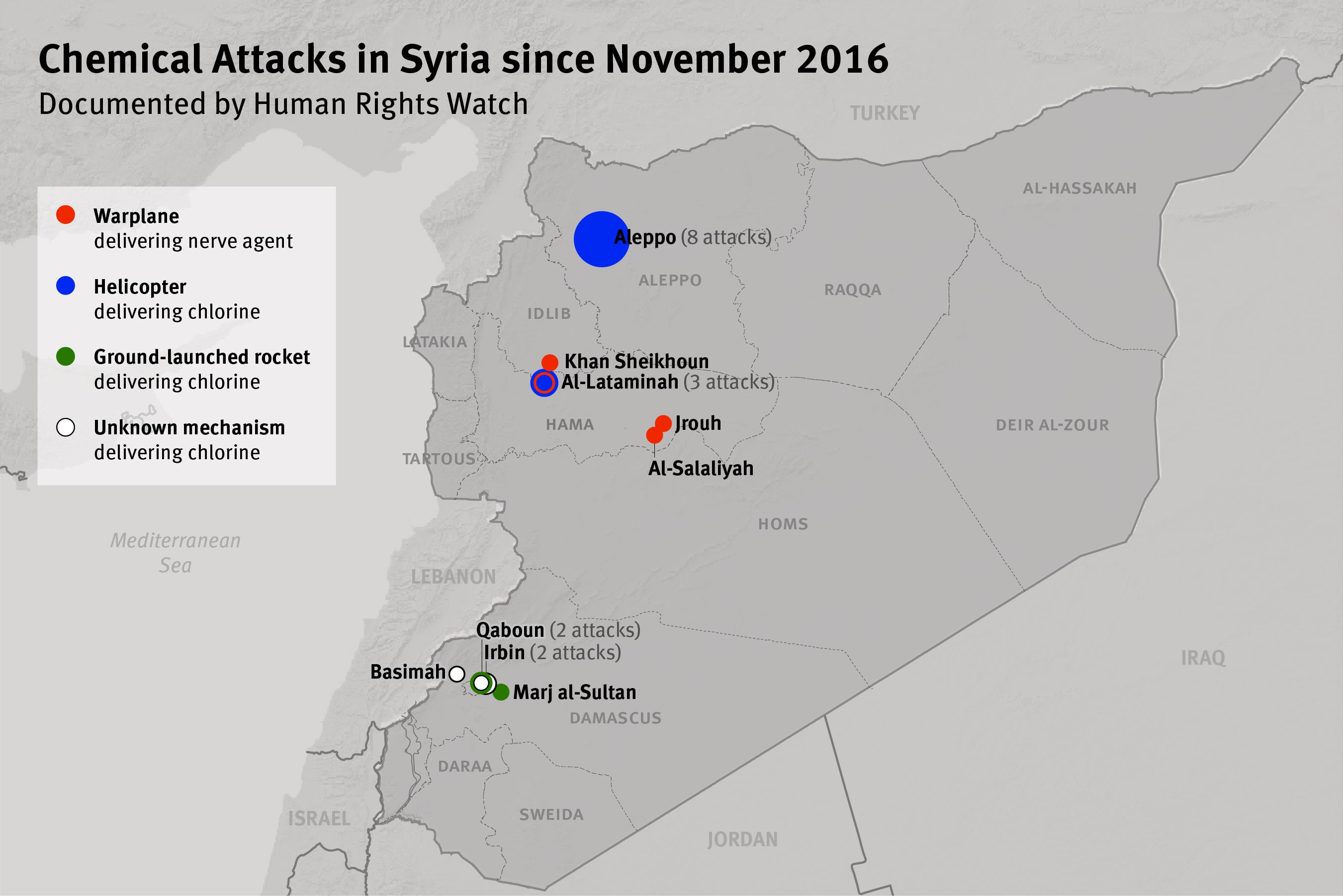 Map of Chemical Attacks in Syria since November 2016