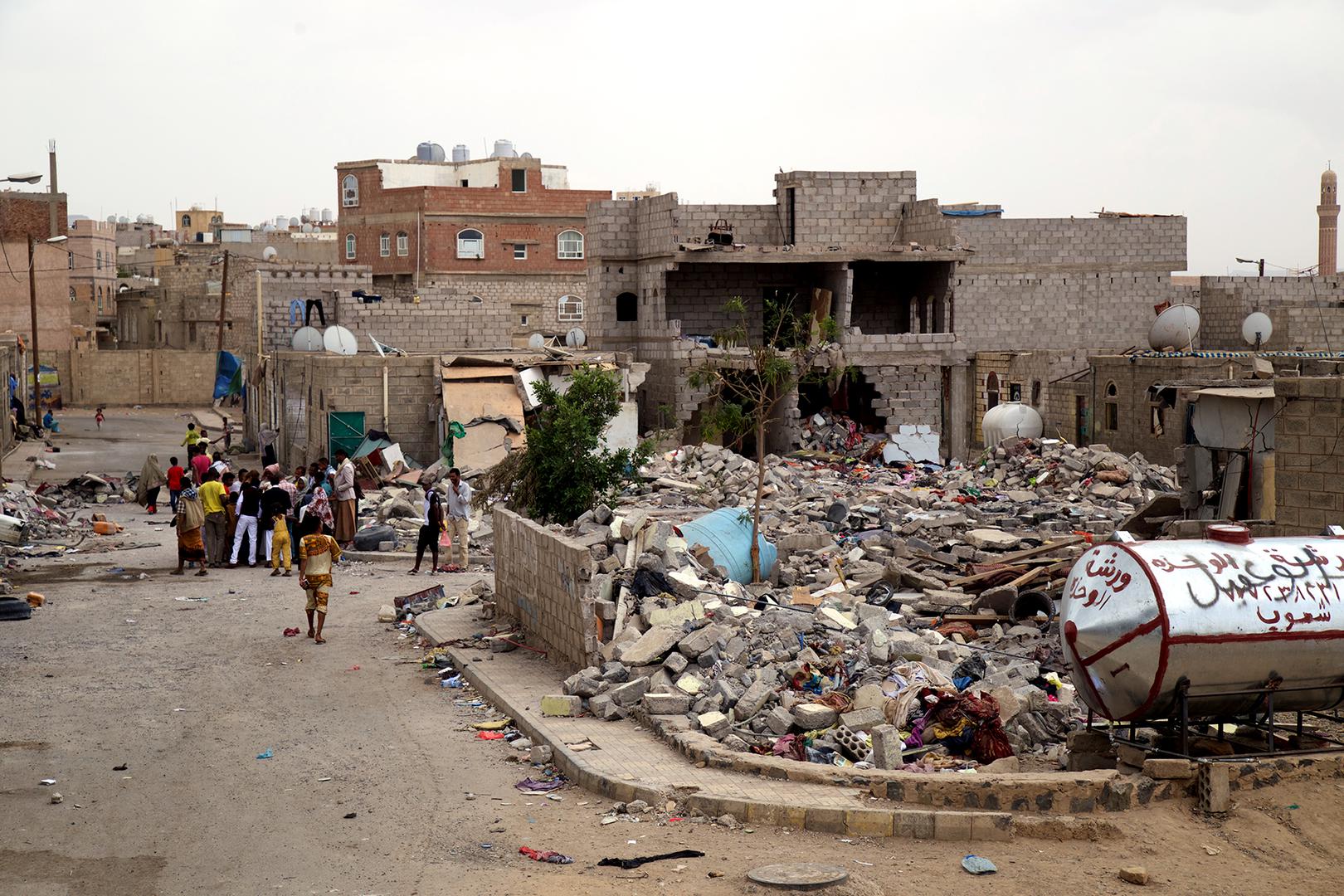 rubble in Sawan in Sanaa