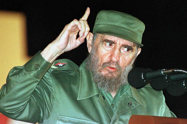 Cuban President Fidel Castro during a five hour speech at a political rally in the provincial town of Matanzas, August 4, 1999.