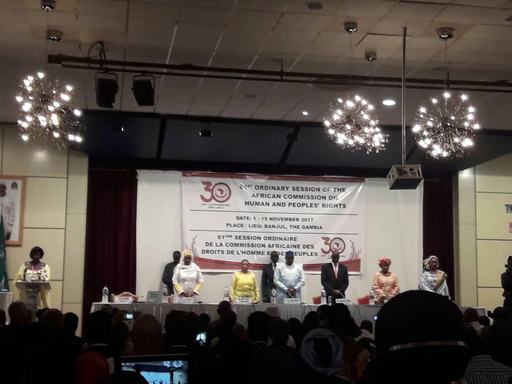 La 61e Session ordinaire de la Commission africaine des Droits de l’Homme et des Peuples, Banjul, Gambie, novembre 2017.