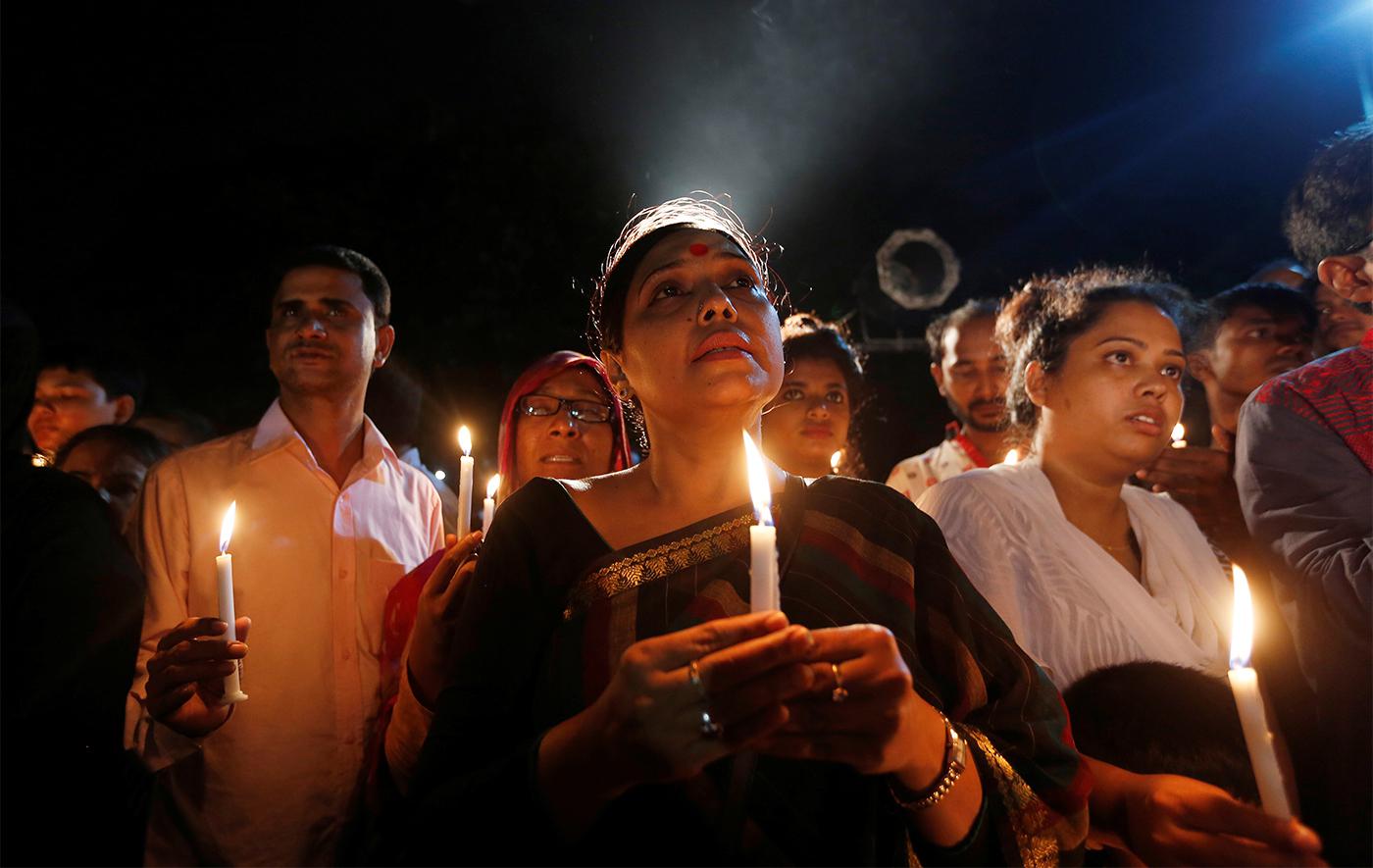 A candlelight vigil for the victims of the attack at the Holey Artisan Bakery in Dhaka on July 3, 2016. 