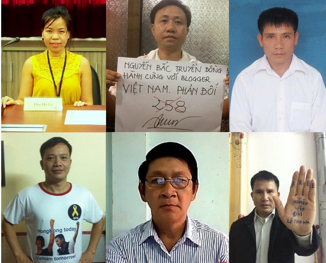 Top (left to right): Le Thu Ha, Nguyen Bac Truyen, and Nguyen Trung Ton. Bottom (left to right): Nguyen Van Dai, Truong Minh Duc, and Pham Van Troi