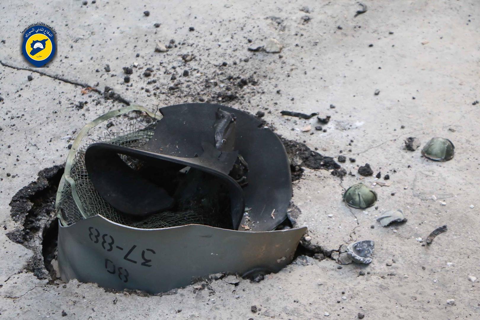 Remnants of a RBK-500 cluster bomb with ShOAB-0.5 submunitions in a street in the Kallaseh district after an attack on September 24, 2016.