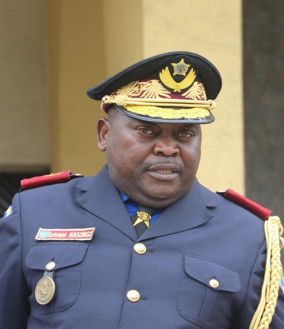 Le gÃ©nÃ©ral Sylvano Kasongo, commissaire de police de Kinshasa, en RÃ©publique dÃ©mocratique du Congo.