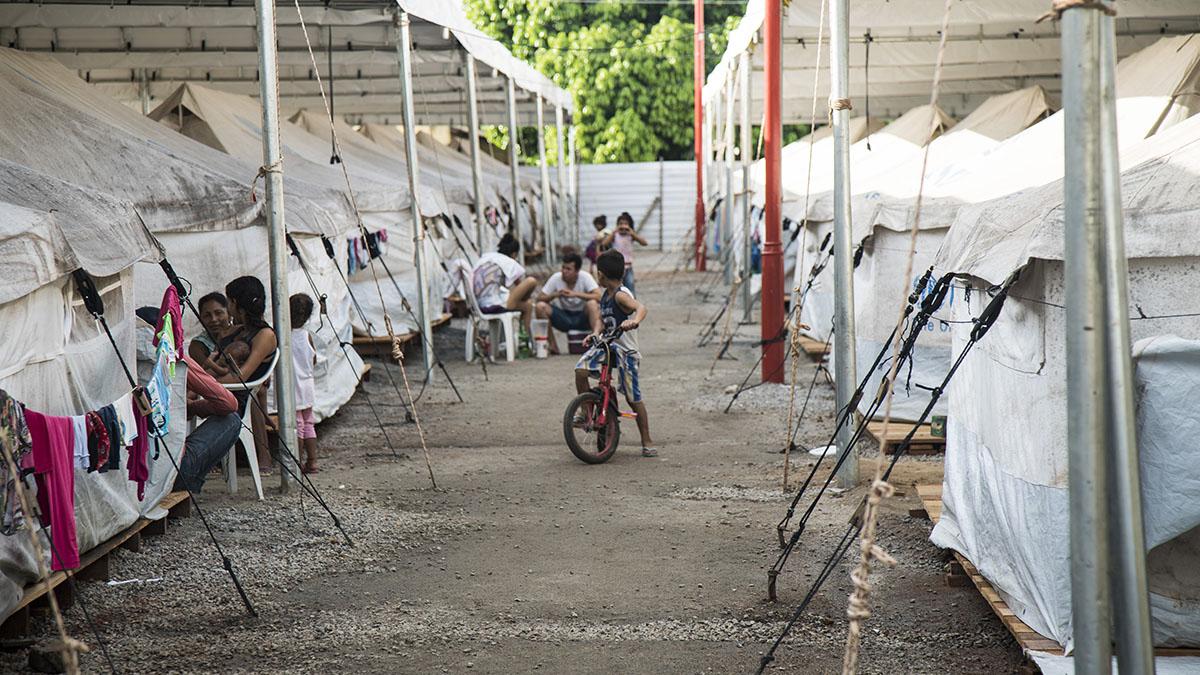 Venezuelan children play in a refugee shelter in Boa Vista, Roraima state, Brazil, August 26, 2018.