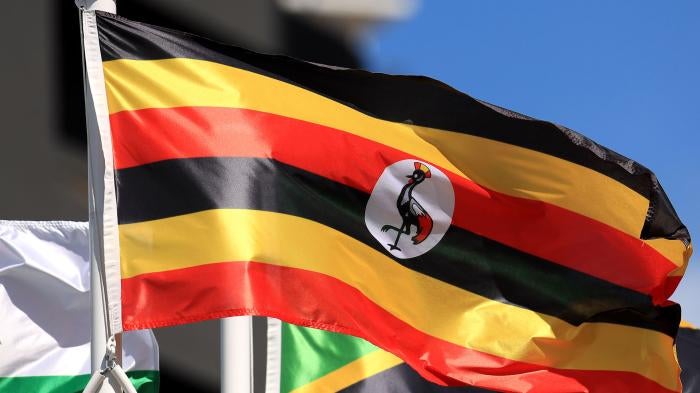 The flag of Uganda.