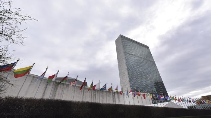 U.N. headquarters Saturday, Sept. 28, 2019. (AP Photo/Jeenah Moon)