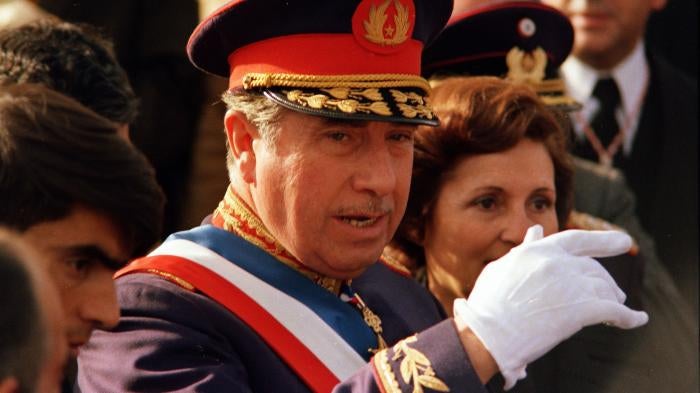 General Augusto Pinochet, who from 1973 to 1990 led a military government in Chile responsible for extensive human rights abuses, in 1975.