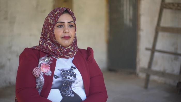 Doaa Qashlan speaks to Human Rights Watch during an interview in Gaza, November 18, 2020.