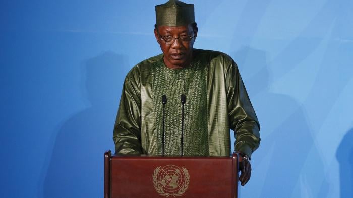 Recently deceased Chadian President Idriss Déby Itno seen here addressing the Climate Action Summit at the United Nations General Assembly, at UN headquarters on Monday, Sept. 23, 2019  