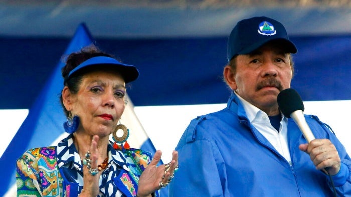 Nicaragua's President Daniel Ortega and his wife, Vice President Rosario Murillo, lead a rally in Managua, Nicaragua on September 5, 2018.