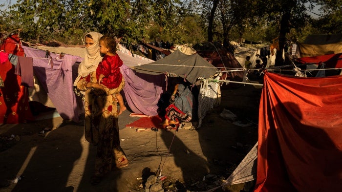 A woman and child at a camp for internally displaced people in Kabul, Afghanistan, September 13, 2021.
