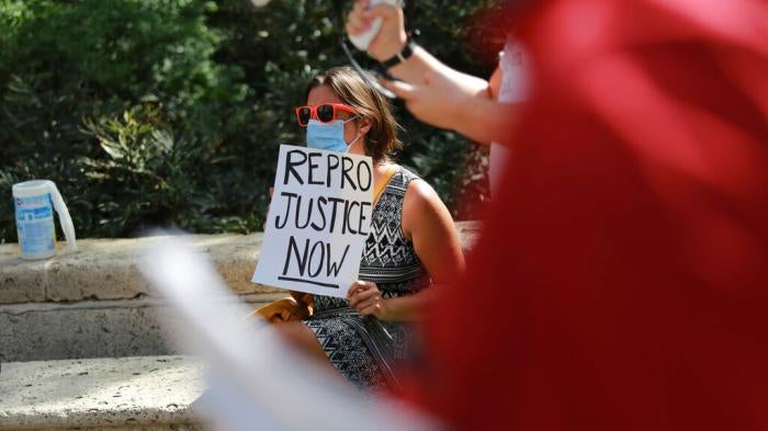 Protesters march from City Hall to the federal courthouse in protest of the new state abortion law in Houston, Texas on September 5th, 2021.