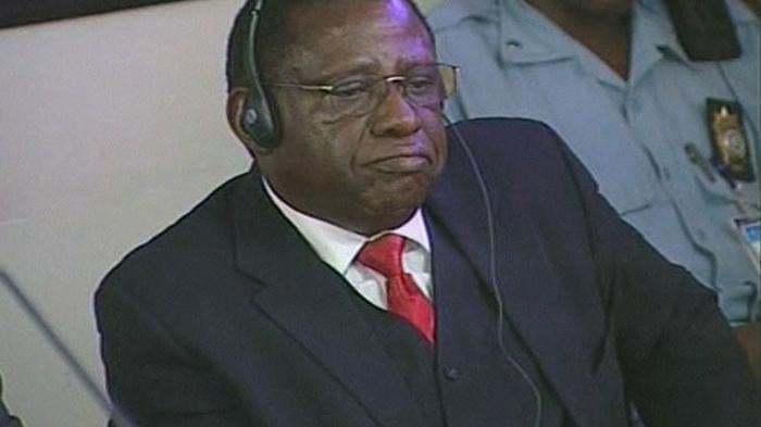 Théoneste Bagosora reacts as he sits in the court at the International Criminal Tribunal for Rwanda, in Arusha, Tanzania on December 18, 2008.