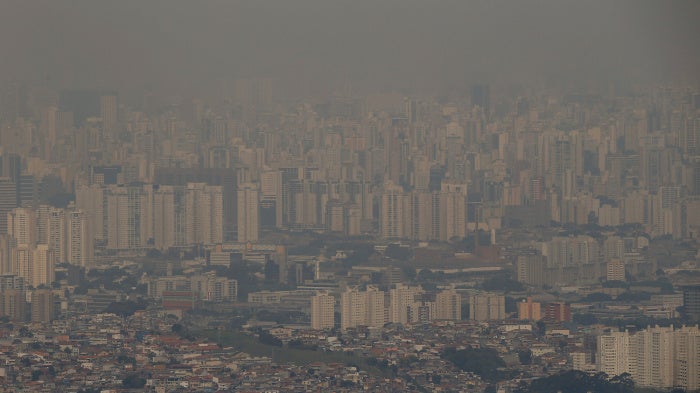 Dry climate and wildfires create a residual layer of thick pollutants that cover the city of São Paulo, Brazil on September 17, 2020.