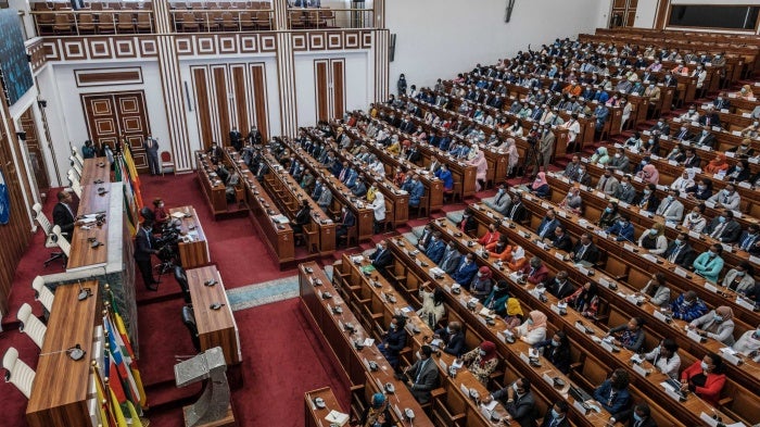 Members of the House of People's Representatives attend a session to approve the state of emergency declared by the prime minister, in Addis Ababa, Ethiopia