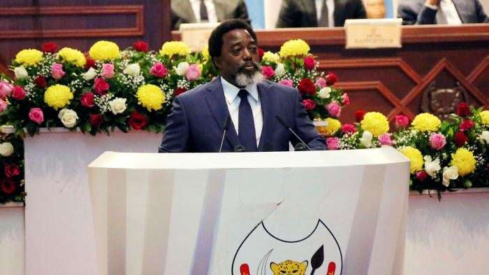 ormer President Joseph Kabila speaks during the state of the nation address