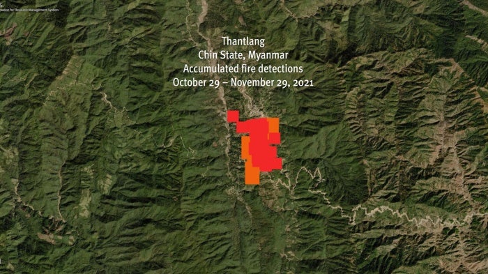 A screenshot of accumulated fire detections