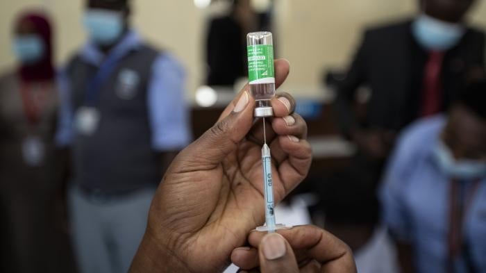 A nurse prepares a dose of the AstraZeneca Covid-19 vaccine at Kenyatta National Hospital in Nairobi, Kenya, March 5, 2021