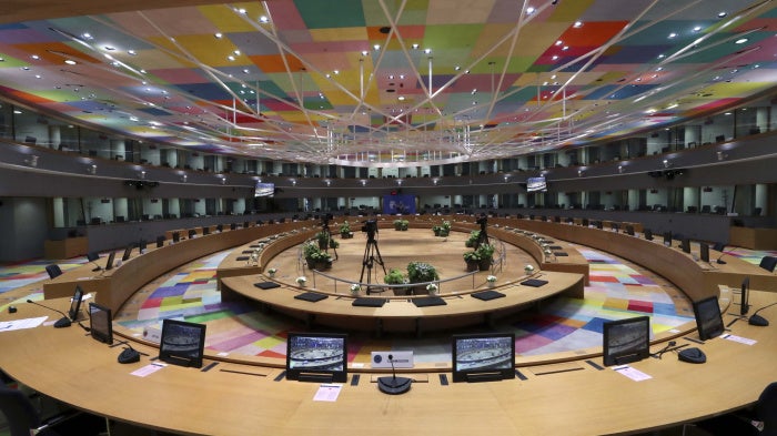 The European Council building in Brussels, July 16, 2020. 